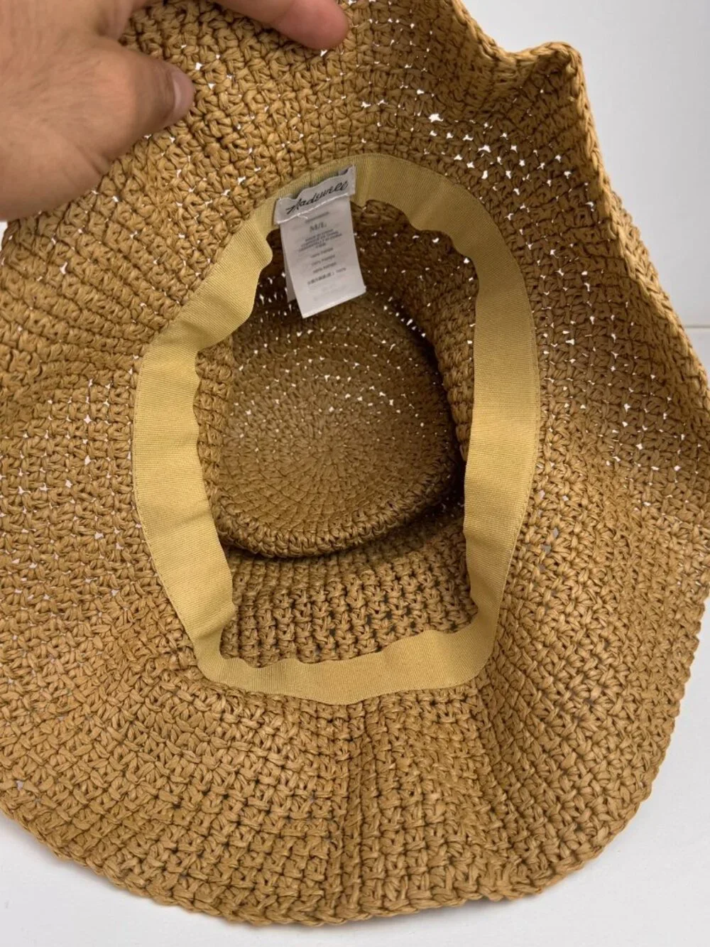 Madewell Woven Straw Paper Sun Bucket Hat M/L NP770 Brown Spring 2024